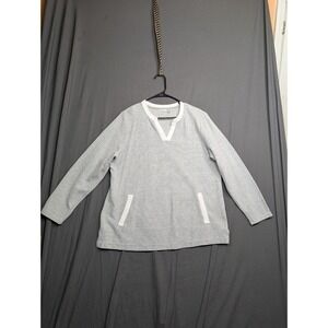 Croft&Barrow Women's Size 1X Long Sleeve Shirt Gray V-neck